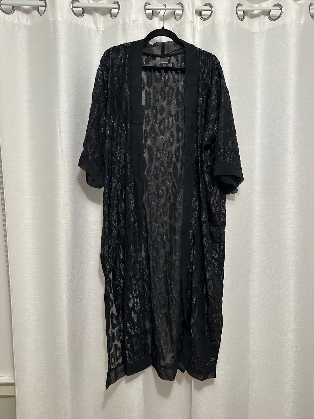 Express Black Sheer Leopard-Print Kimono